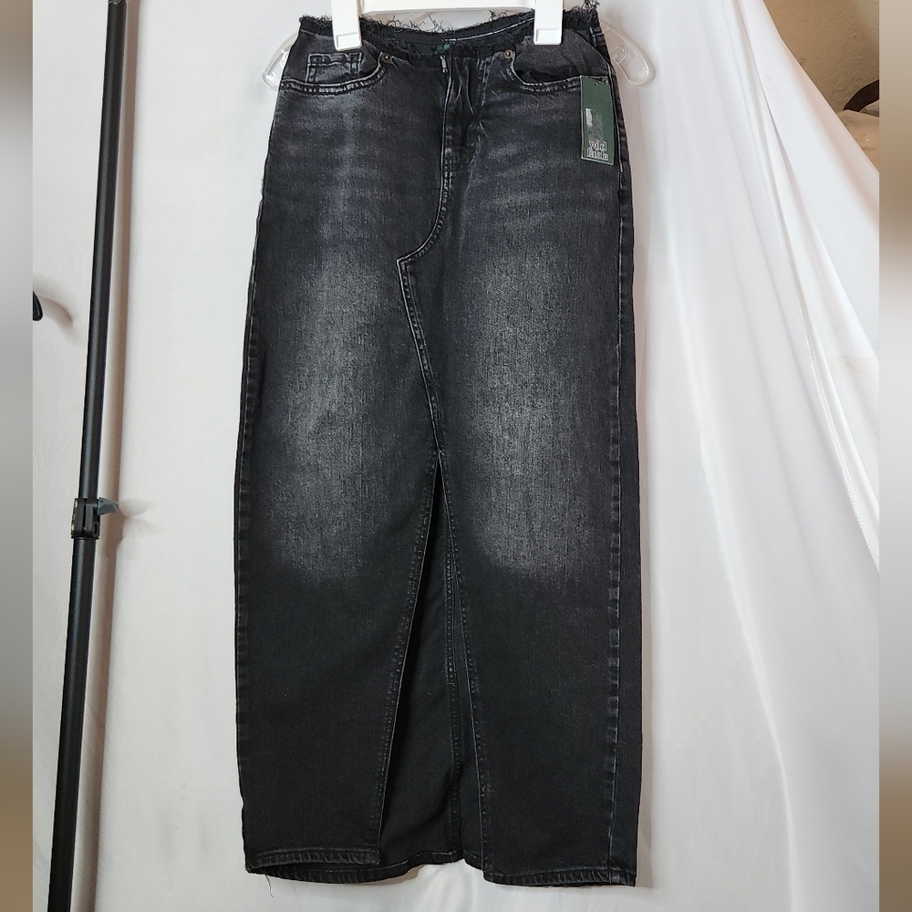 Women's Low-Rise Denim Midi Skirt - Wild Fable Black 0 - Picture 5 of 16
